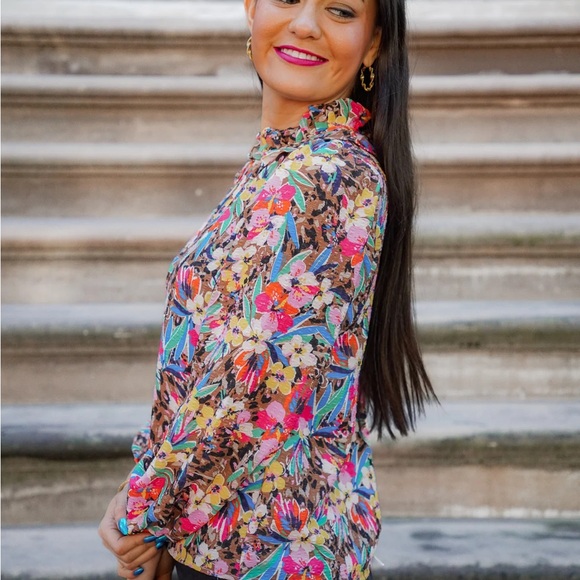 THML Floral Animal Print Long Sleeve Top NEW gorgeous - Picture 5 of 11